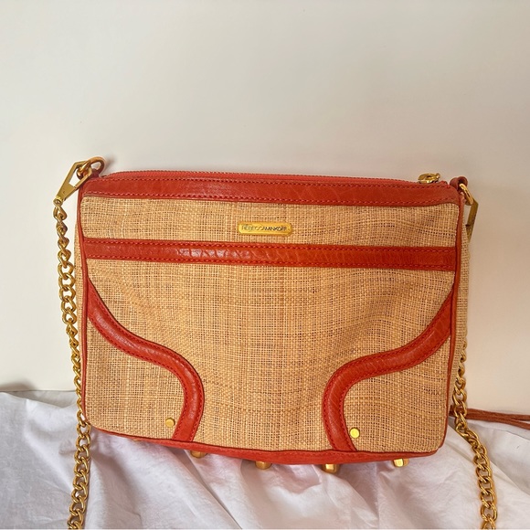 Rebecca Minkoff Straw M.A.C. Bombe Purse in Coral - Picture 9 of 9